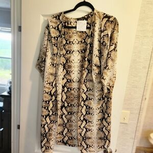 Adara Tan and Brown Snakeskin Print Kimono Size L Euc